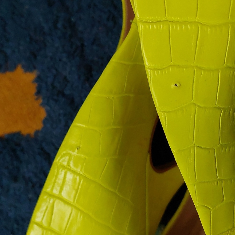 Aldo Neon Yellow/Green Crocodile Heels Sz 10 + Mathching Unbranded Bag - Picture 16 of 16